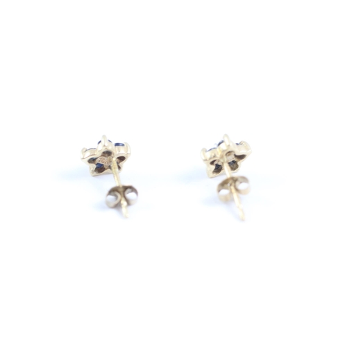 2003 - A pair of 9ct gold diamond and sapphire cluster stud earrings - approx. gross weight 0.7g