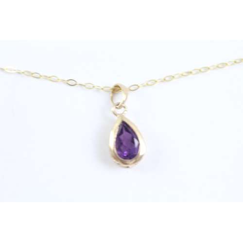 2008 - A 9ct gold amethyst pendant and chain - approx. gross weight 1g