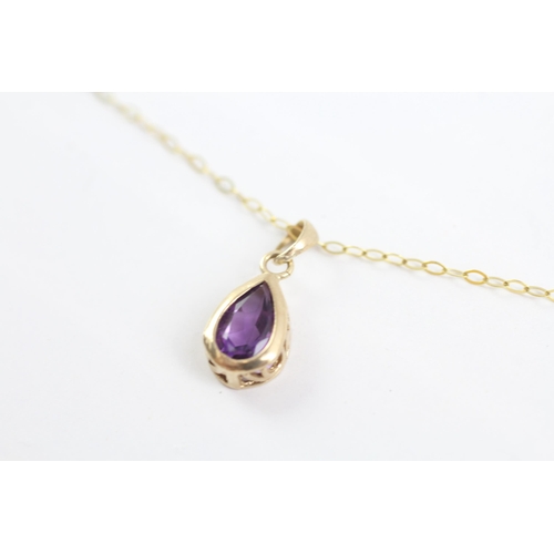 2008 - A 9ct gold amethyst pendant and chain - approx. gross weight 1g