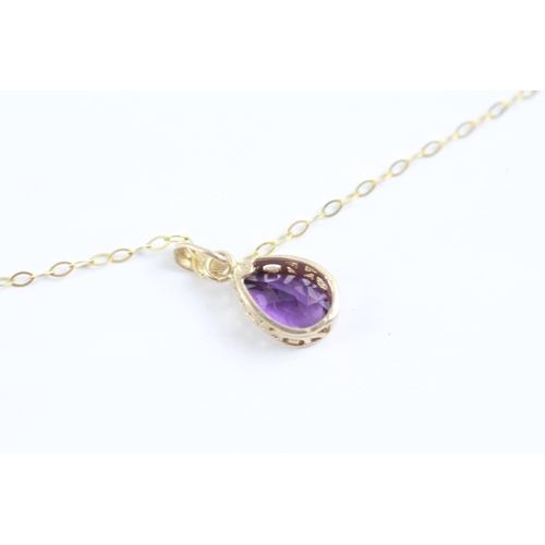 2008 - A 9ct gold amethyst pendant and chain - approx. gross weight 1g