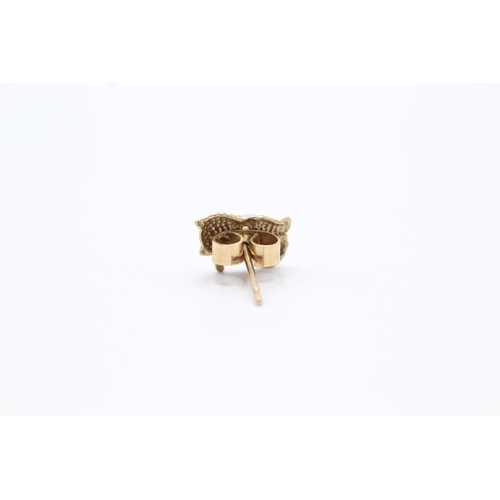 2022 - A pair of 9ct gold clear gemstone cat stud earrings - approx. gross weight 0.8g