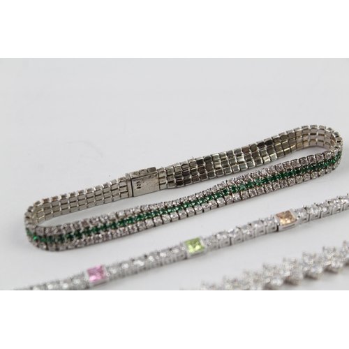 2037 - Three sterling silver CZ tennis bracelets - approx. gross weight 34g