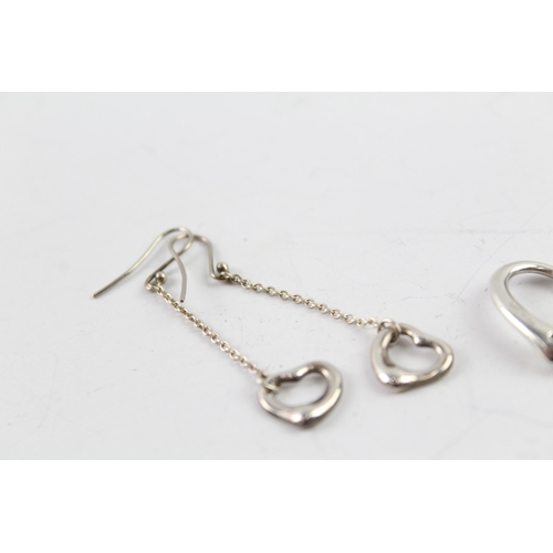 2042 - Three pieces of Tiffany & Co sterling silver jewellery to include a pair of heart shaped hook earrin... 