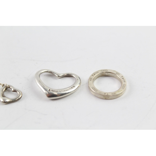 2042 - Three pieces of Tiffany & Co sterling silver jewellery to include a pair of heart shaped hook earrin... 