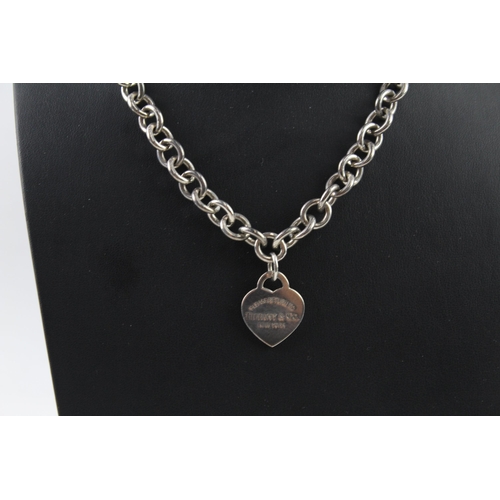 2058 - A Tiffany & Co sterling silver belcher link necklace with heart tag - approx. gross weight 76g