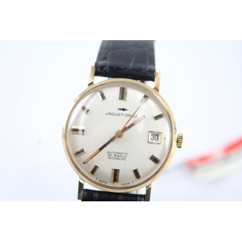 2112 - A Jaquet-Droz 9ct gold cased automatic men's wristwatch - approx. weight of back 5.8g and approx. gr... 