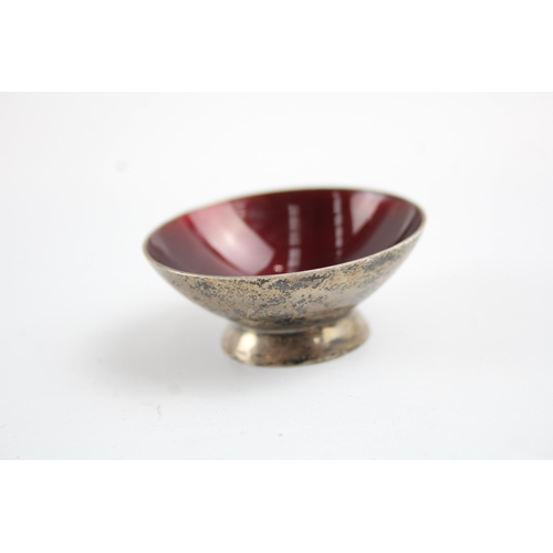 2191 - A Danish sterling silver and red enamel bowl - approx. gross weight 22g