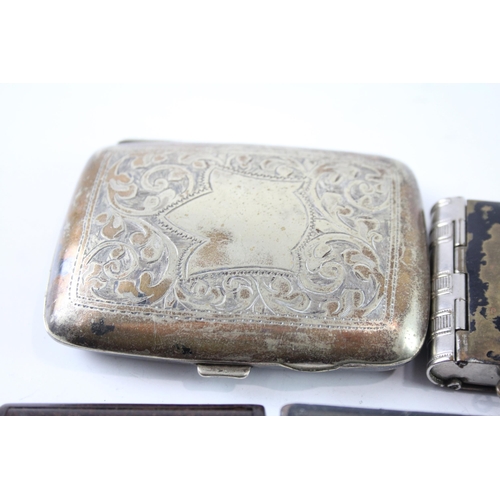 2213 - Five pieces tobacciana to include cigarette cases, vesta, snuff box etc.