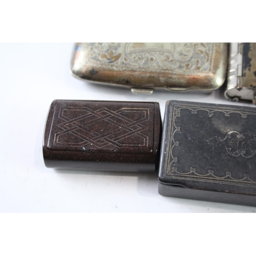 2213 - Five pieces tobacciana to include cigarette cases, vesta, snuff box etc.