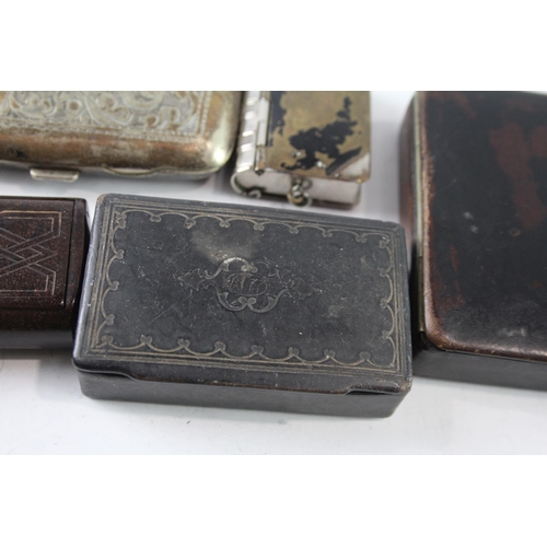 2213 - Five pieces tobacciana to include cigarette cases, vesta, snuff box etc.