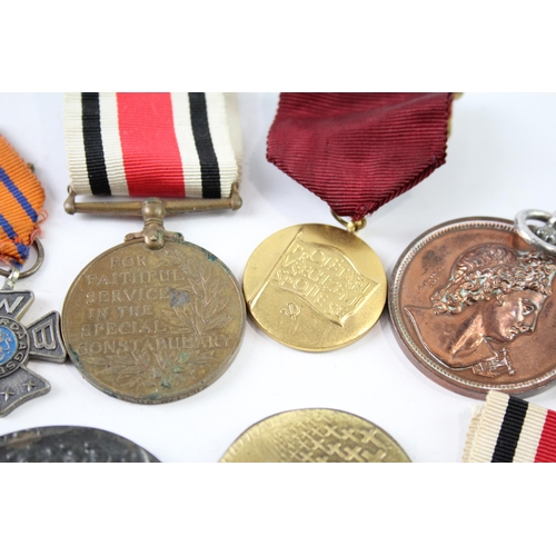 2233 - Ten mixed medals to include WWI R.M.S. Lusitania, G.V. & G.V.I Special Const. etc