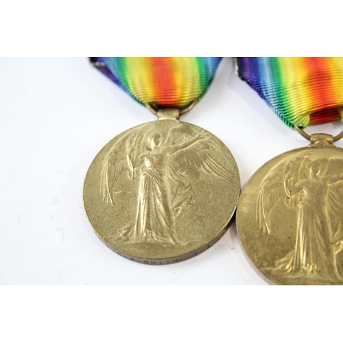 2246 - Four WWI Victory medals  presented to 27932 Pte. Crossley W. Yorks Regt, 45745 Pte. Smith Y&L etc.