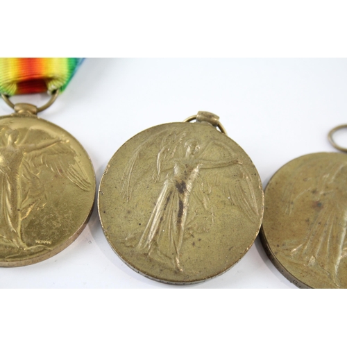 2246 - Four WWI Victory medals  presented to 27932 Pte. Crossley W. Yorks Regt, 45745 Pte. Smith Y&L etc.