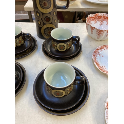 335 - A mid 20th century Denby Arabesque eighteen piece coffee set