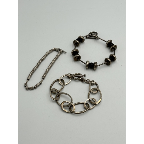 2083 - Three .925 silver bracelets - approx. gross weight 64g