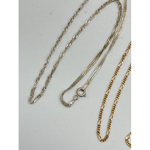 2085A - Two chain necklaces, one .925 silver and one 9ct gold - approx. gold weight 3.77g