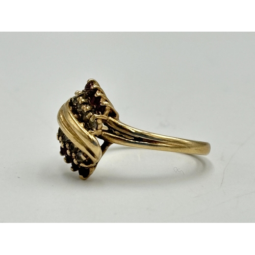 2088 - A hallmarked Birmingham 9ct gold ruby and CZ dress ring, size P - approx. gross weight 3.47g