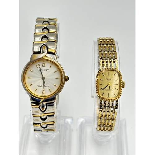 2089 - Four items, one Talis hand wind lady's wristwatch, one Orient quartz lady's wristwatch, one gold ton... 