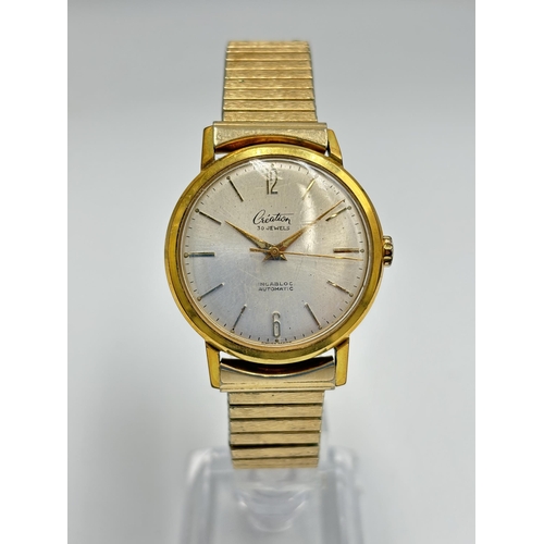 2127 - A mid 20th century Création 30 jewels Incabloc automatic gold plated wristwatch