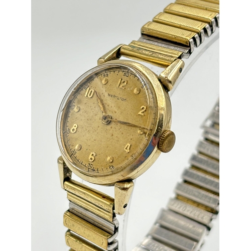 2130 - A mid 20th century Hamilton 10k gold filled manual wind men's wristwatch