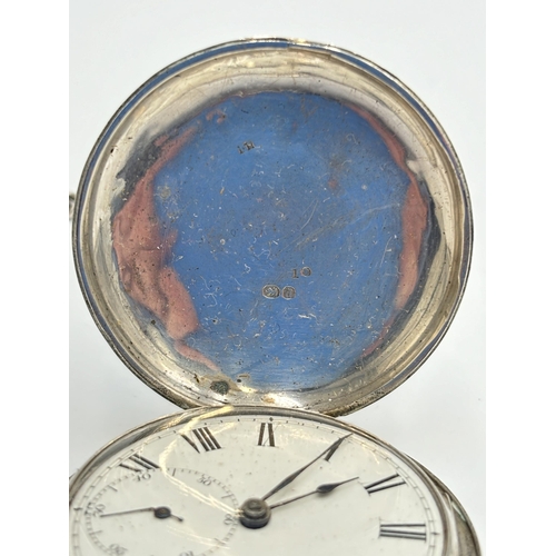 2134 - A hallmarked London silver full hunter key wind pocket watch, dated 1916 with hallmarked silver Albe... 