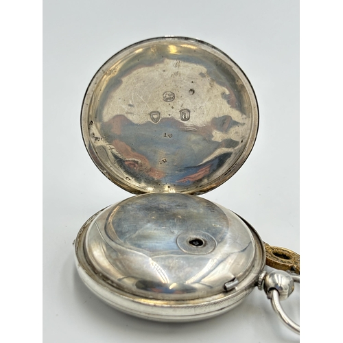 2134 - A hallmarked London silver full hunter key wind pocket watch, dated 1916 with hallmarked silver Albe... 