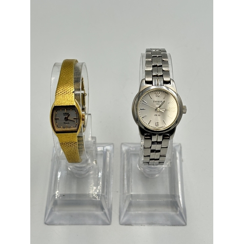 2136 - Two lady's quartz wristwatches, one Tissot PR50 and one Oris gold plated