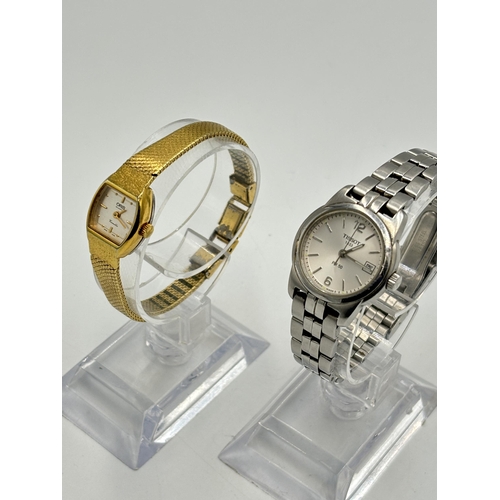 2136 - Two lady's quartz wristwatches, one Tissot PR50 and one Oris gold plated