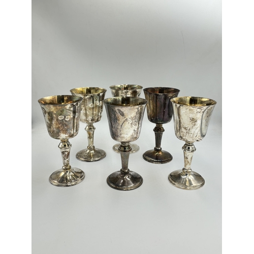 2139 - Six Broadway & Co hallmarked Birmingham silver goblets, three dated 1972 and three dated 1973 - appr... 