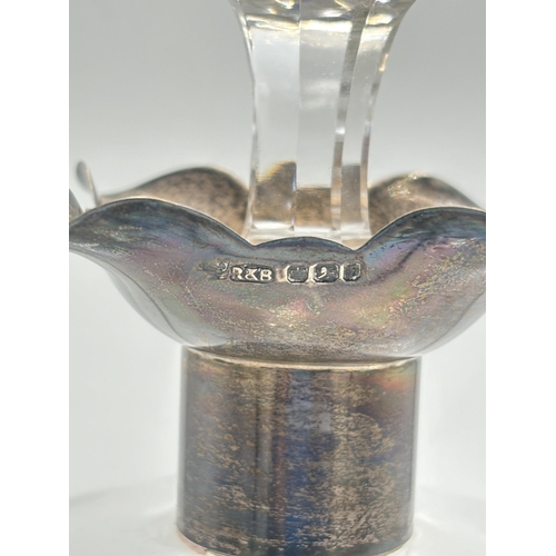 2202 - A hallmarked Sheffield silver and cut glass decanter - approx. 28cm high