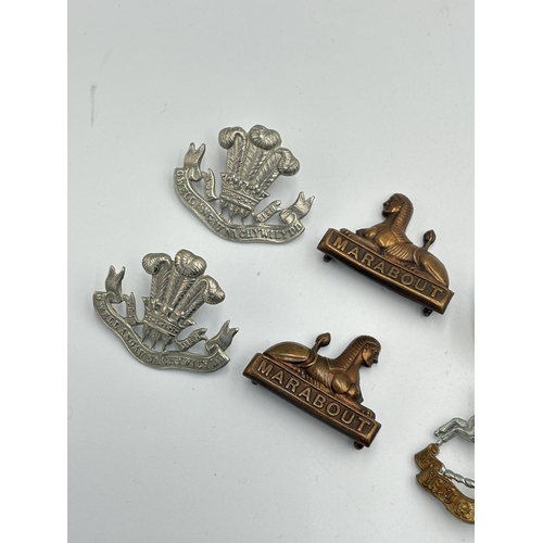 2264 - Ten military cap and collar badges