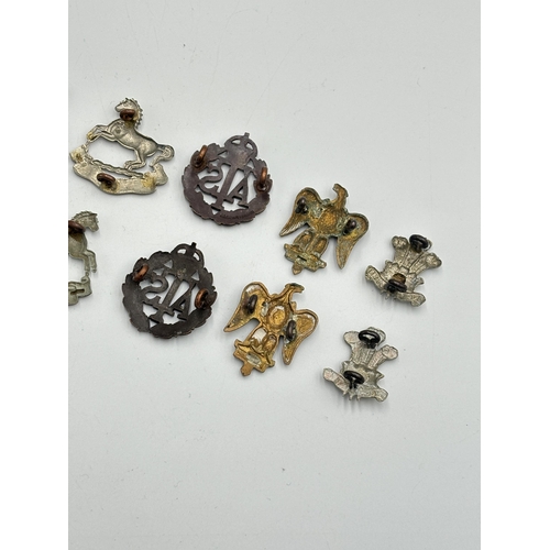 2264 - Ten military cap and collar badges