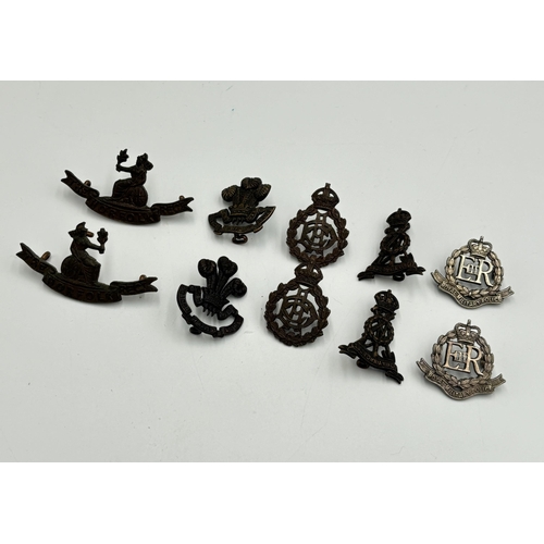 2266 - Ten military cap and collar badges