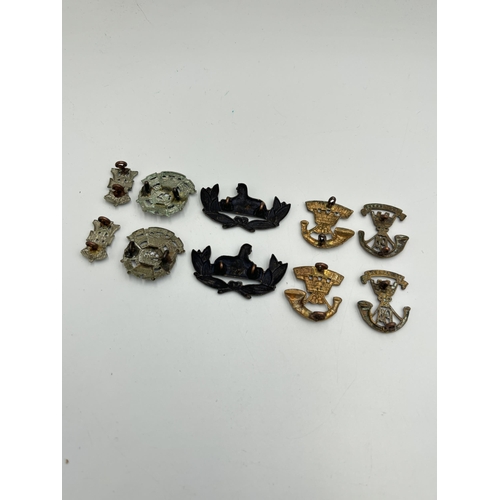 2281 - Ten military cap and collar badges