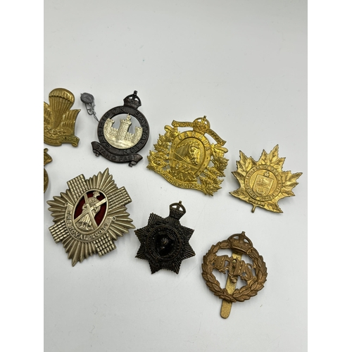 2289 - Ten military cap badges to include Canadian Garrison Battalion, Canadian Parachute Corps etc.