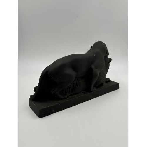 278 - A John Skeaping for Wedgwood black basalt tiger and buck figurine - approx. 17cm high x 32cm wide x ... 