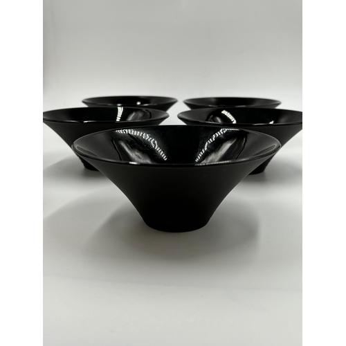 289 - Six Nick Munro for Wedgwood black basalt circular bowls - approx. 15cm diameter