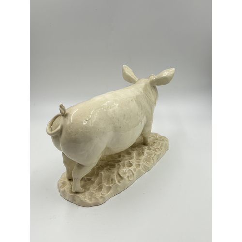 290 - A Wedgwood Queen's Ware 'Queen's Plain' pig figurine - approx. 18cm high x 32cm long