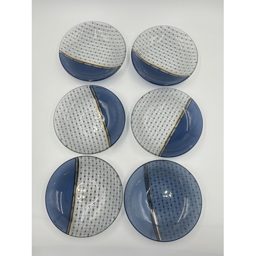 293 - Eight pieces of Wedgwood glassware, six Samurai dishes - approx. 17cm diameter, one Contrasts 24cm s... 