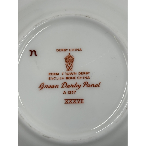 298 - A Royal Crown Derby Green Derby Panel coffee cup and saucer