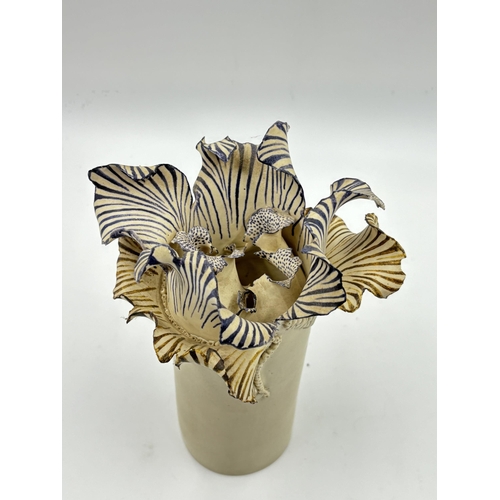 326 - A late 20th century Frances Morris ceramic model of a mushroom, dated 1981 - approx. 23cm high