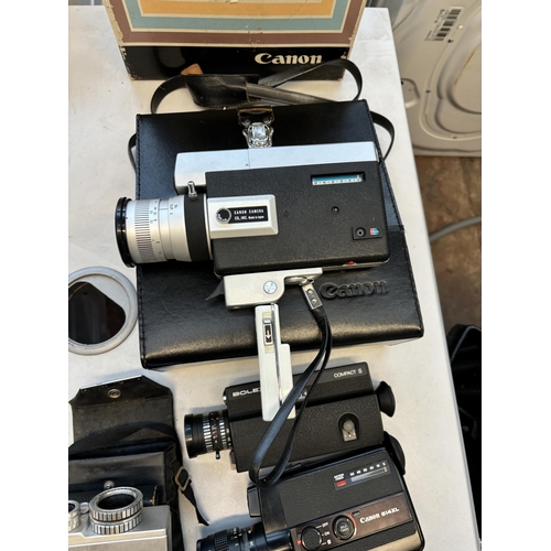 748 - Five cine cameras, one boxed and cased Canon Zoom 518 Super8, one Bell & Howell/Canon Cine Canonet 8... 