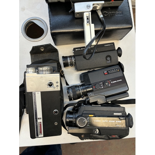 748 - Five cine cameras, one boxed and cased Canon Zoom 518 Super8, one Bell & Howell/Canon Cine Canonet 8... 