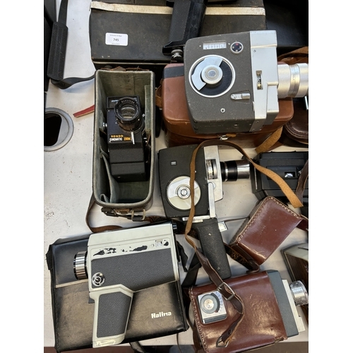 745 - A collection of cine cameras to include Chinon, Sankyo, Halina, Eumig, Bell & Howell etc.