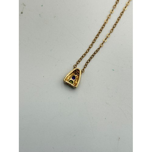 2019 - A 9ct gold amethyst, peridot and clear gemstone pendant on chain - approx. gross weight 2.4g