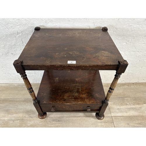 20 - A 19th century rosewood two tier side table/whatnot - approx. 66cm high x 51cm wide x 40cm deep