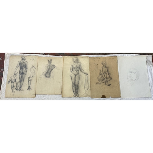 275 - A large collection of Roger Sumner and associates nude pencil sketches