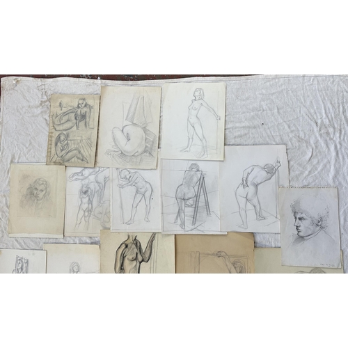 275 - A large collection of Roger Sumner and associates nude pencil sketches