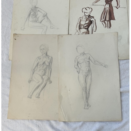 275 - A large collection of Roger Sumner and associates nude pencil sketches