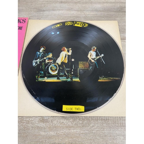 782 - Three LP vinyl records, Sex Pistols 'Never Mind The Bollocks Here's The Sex Pistols' Picture Disc Vi... 